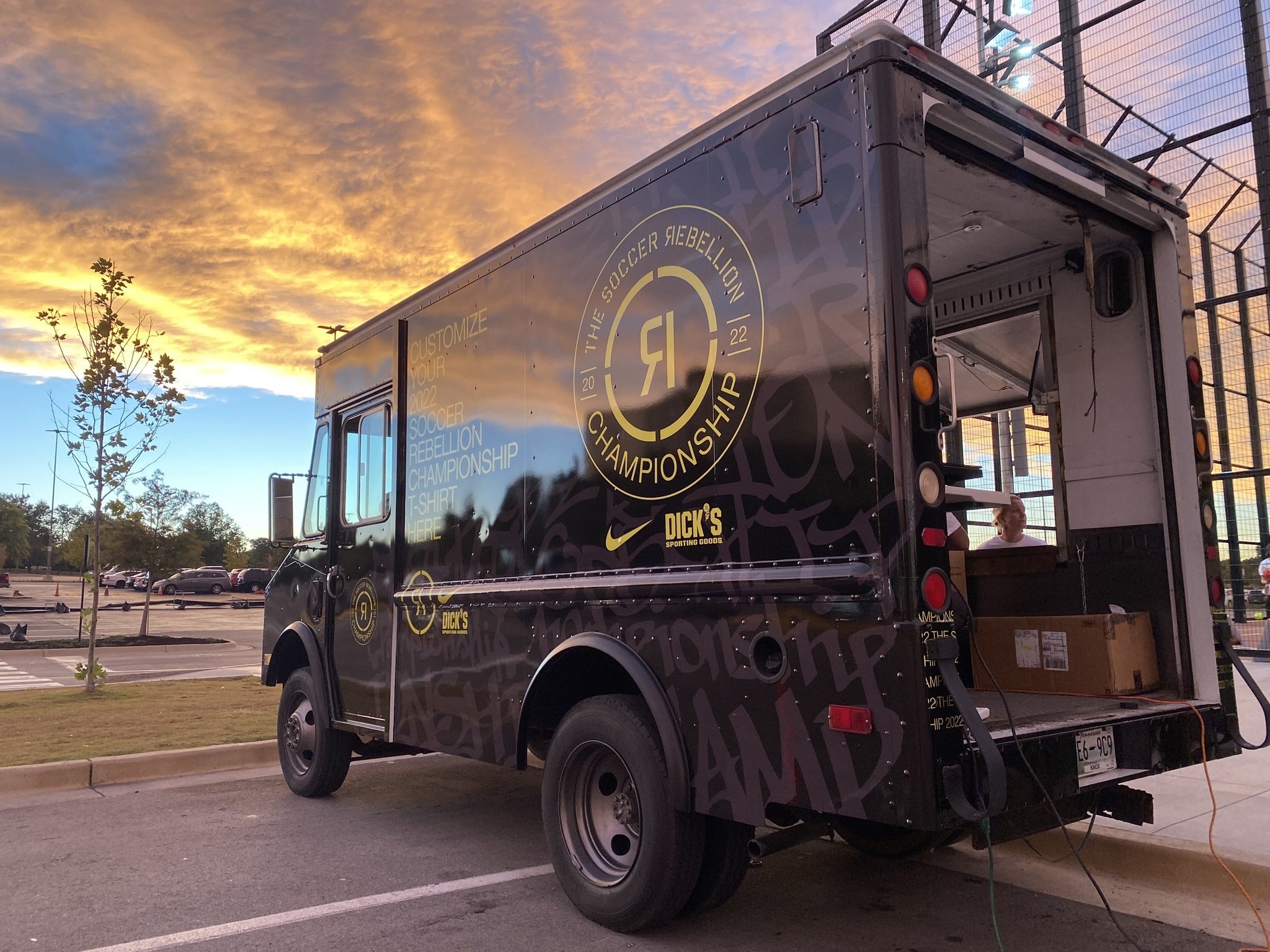 Mobile Billboard Bus printing promotional items off of the truck for Nike branded event in Nashville, TN.